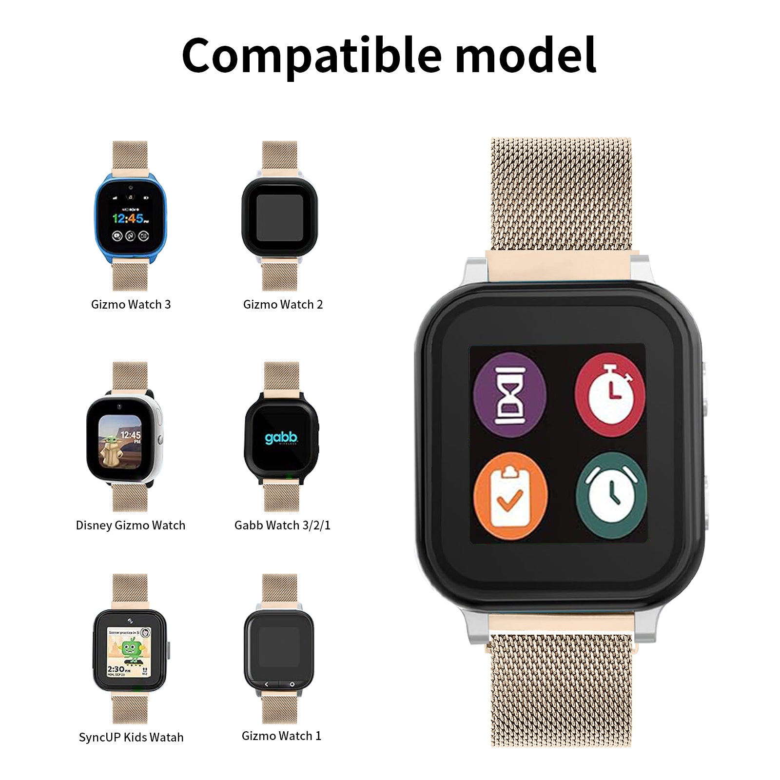 For Verizon Gizmo Watch 1 Smartwatch Strap Milanese Mesh Band Stainless Steel Magnetic Bracelet - Retro Gold For Verizon Gizmo Watch 1 Smartwatch Strap Milanese Mesh Band Stainless Steel Magnetic Bracelet - Retro Gold
